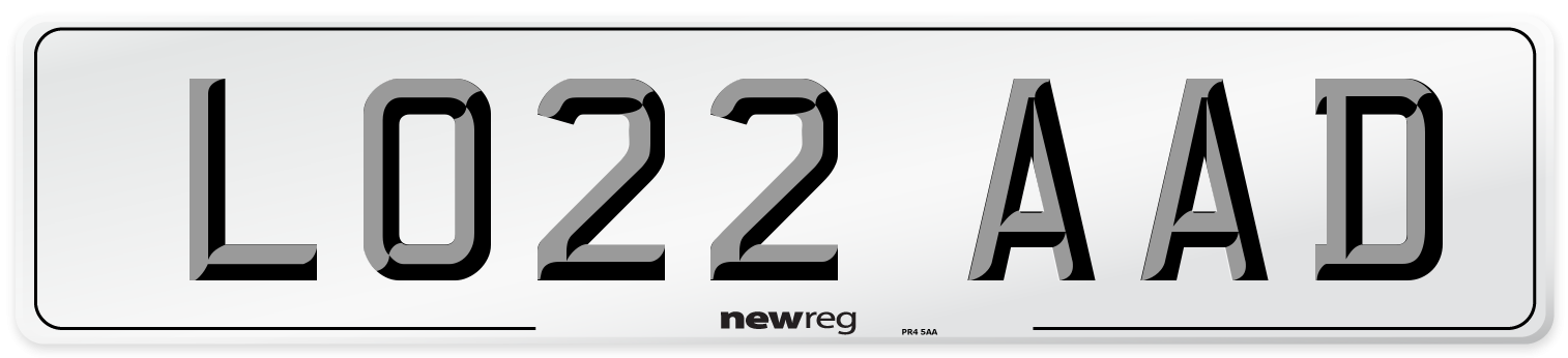 LO22 AAD Number Plate from New Reg